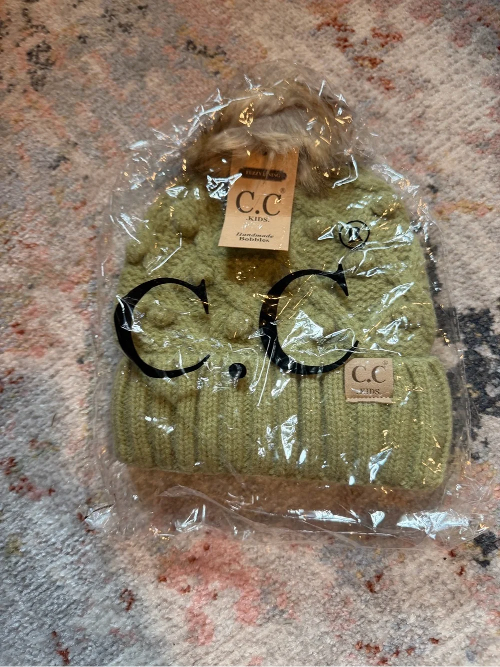 C.C Kids Olive Pom-Pom Knit Beanie